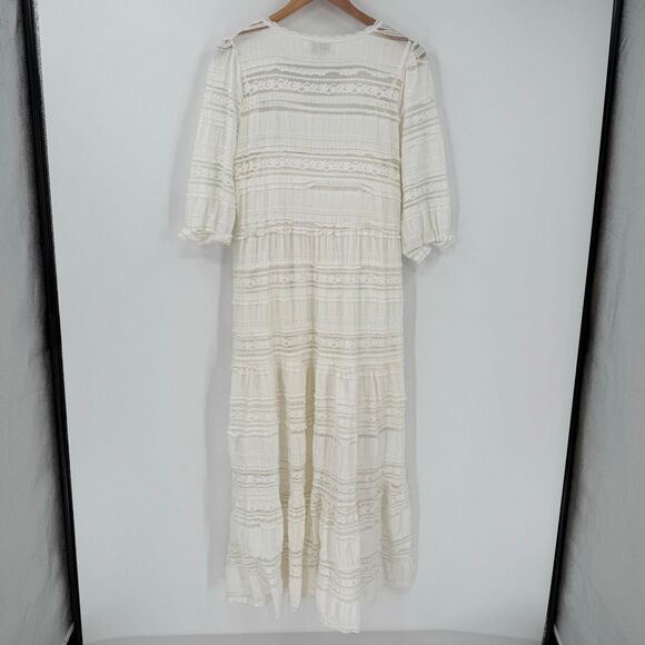 A Collective Story Tiered Button Front Maxi Dress Women Large White Whimsical - Picture 5 of 11